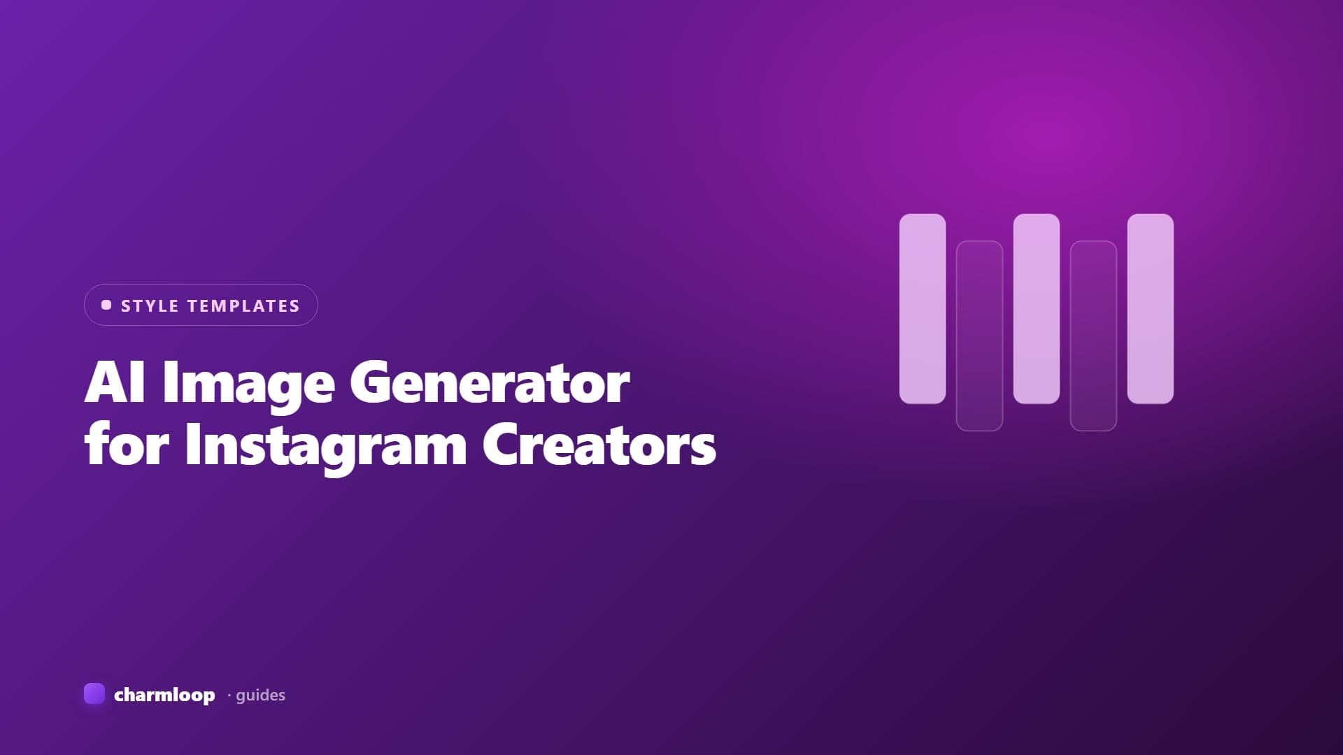 Illustration of an Instagram feed grid showing AI-generated character images in 1:1, 4:5, and 9:16 aspect ratios.