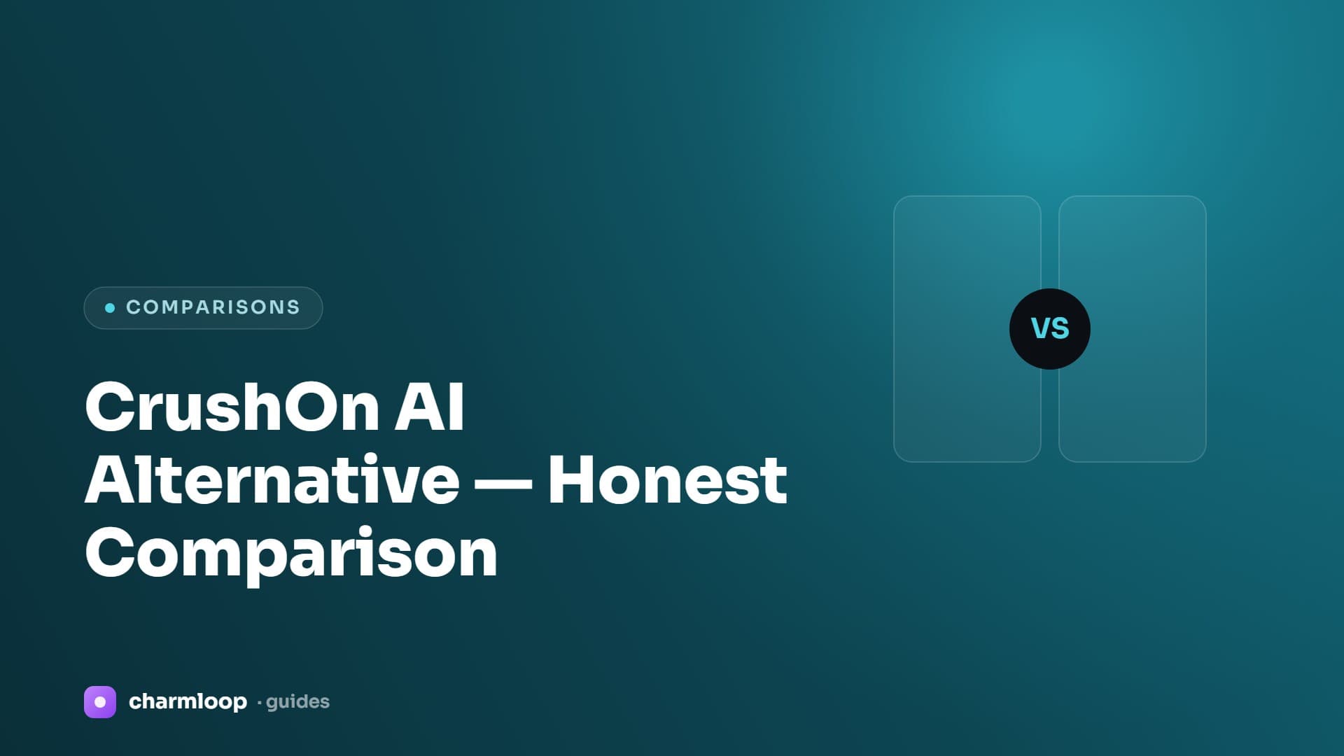 Side-by-side comparison illustration of CrushOn AI's text chat interface and Charmloop's image-generation surface.