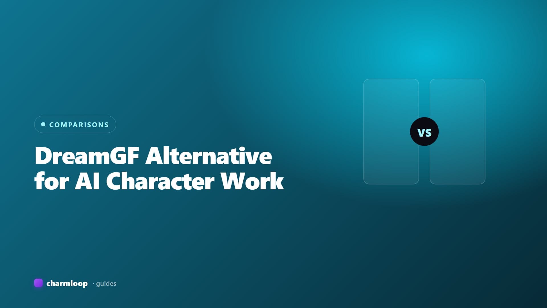 Side-by-side comparison illustration of DreamGF's character creation flow and Charmloop's image-first studio surface.
