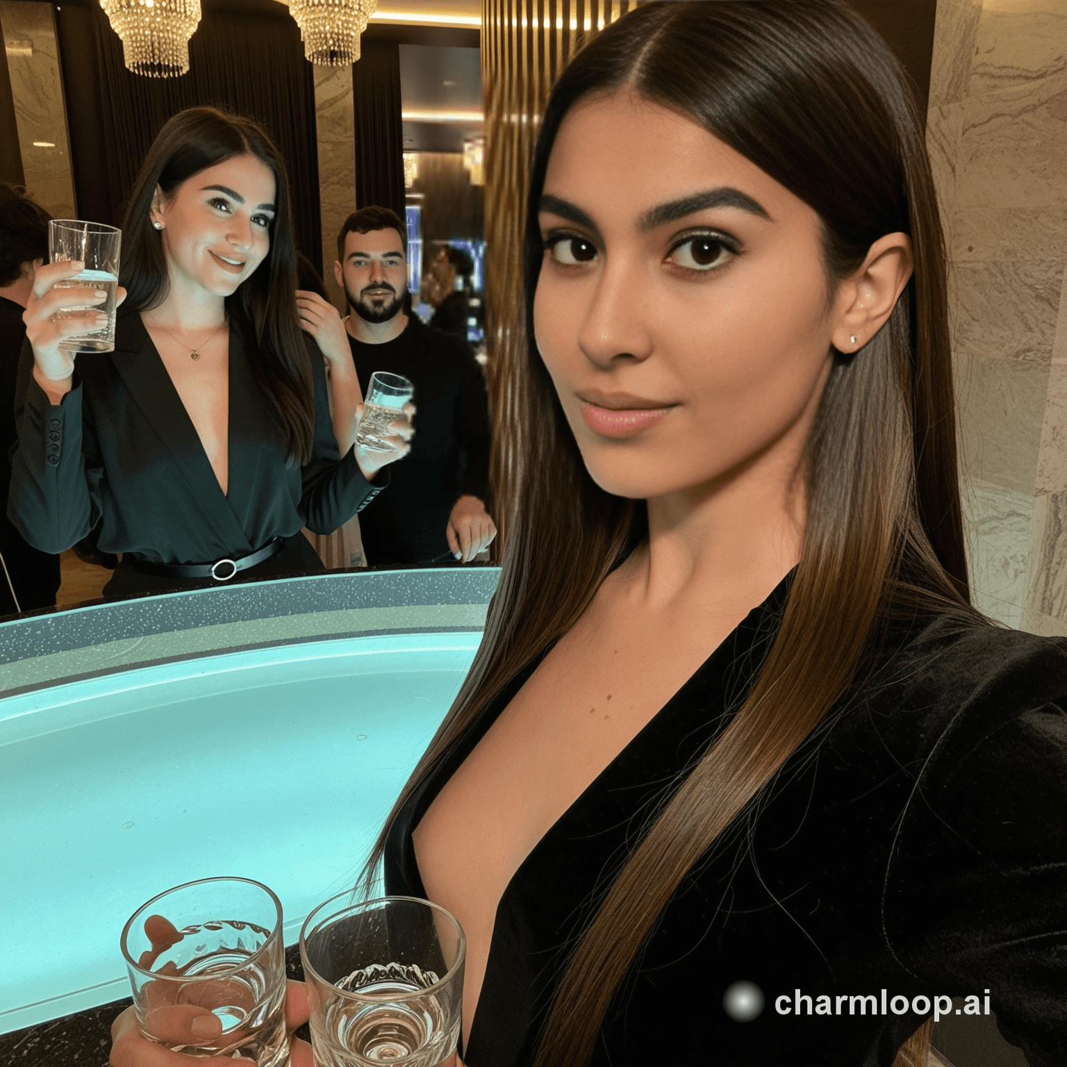 Photo of 30 years old middle eastern woman, slim build, average height, thick…