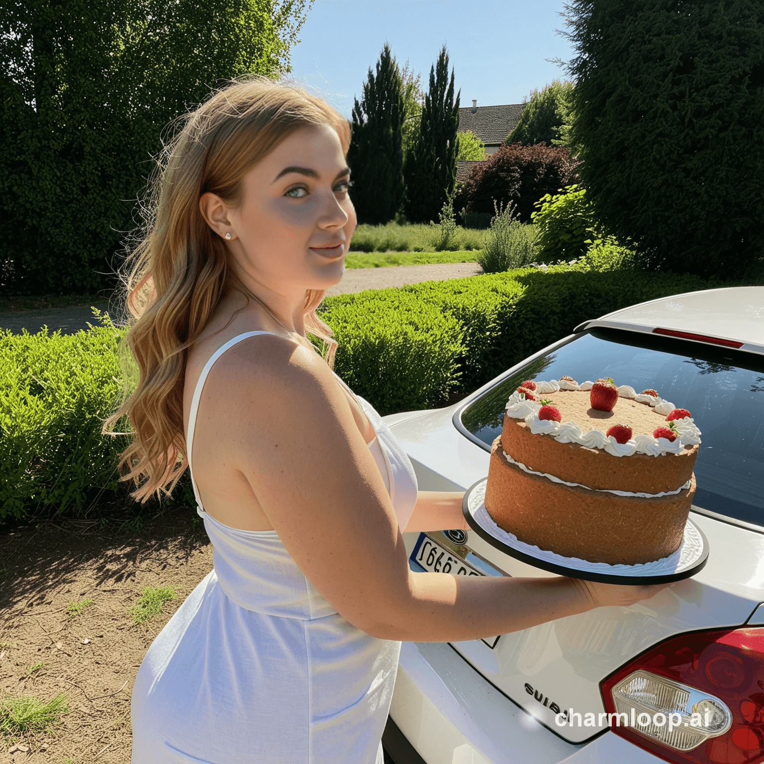 Photo of 30 years old european woman, curvy build, average height, thick long…