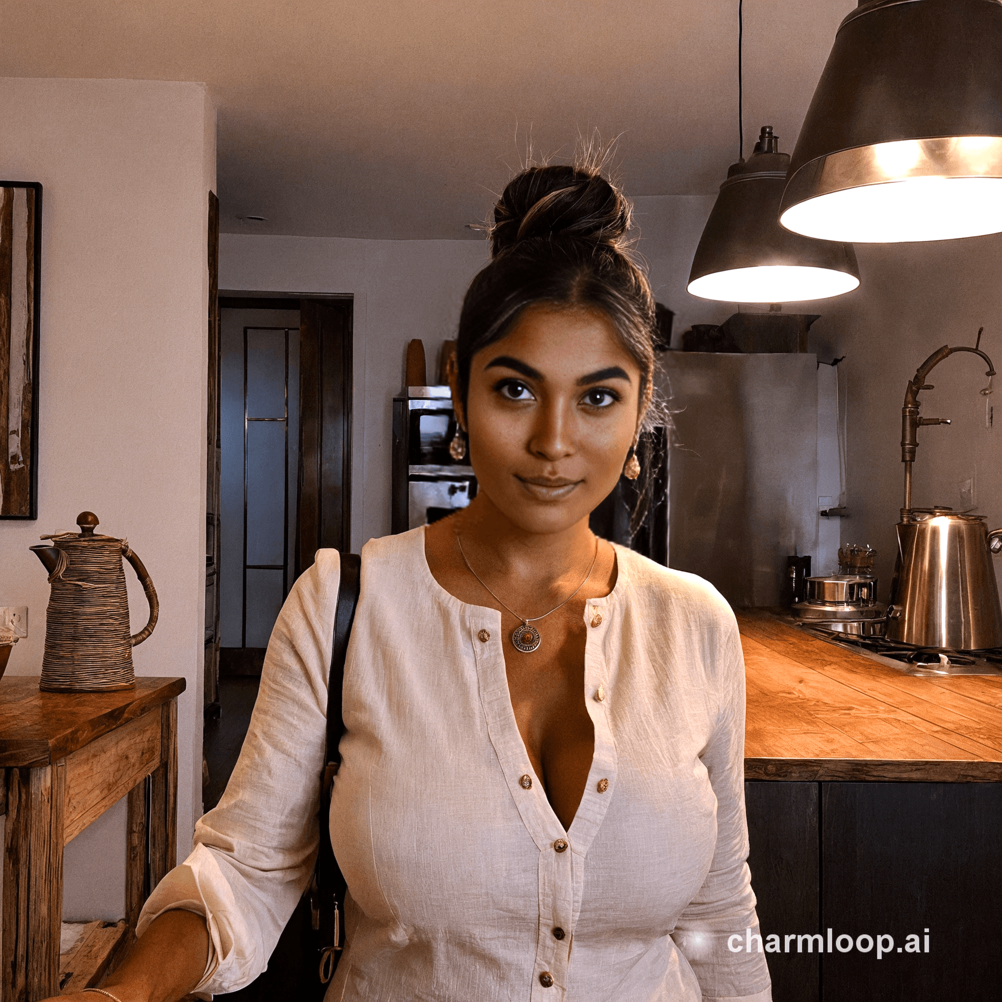 Photo of 47 years old south asian woman, curvy build, average height, thick long salt and…