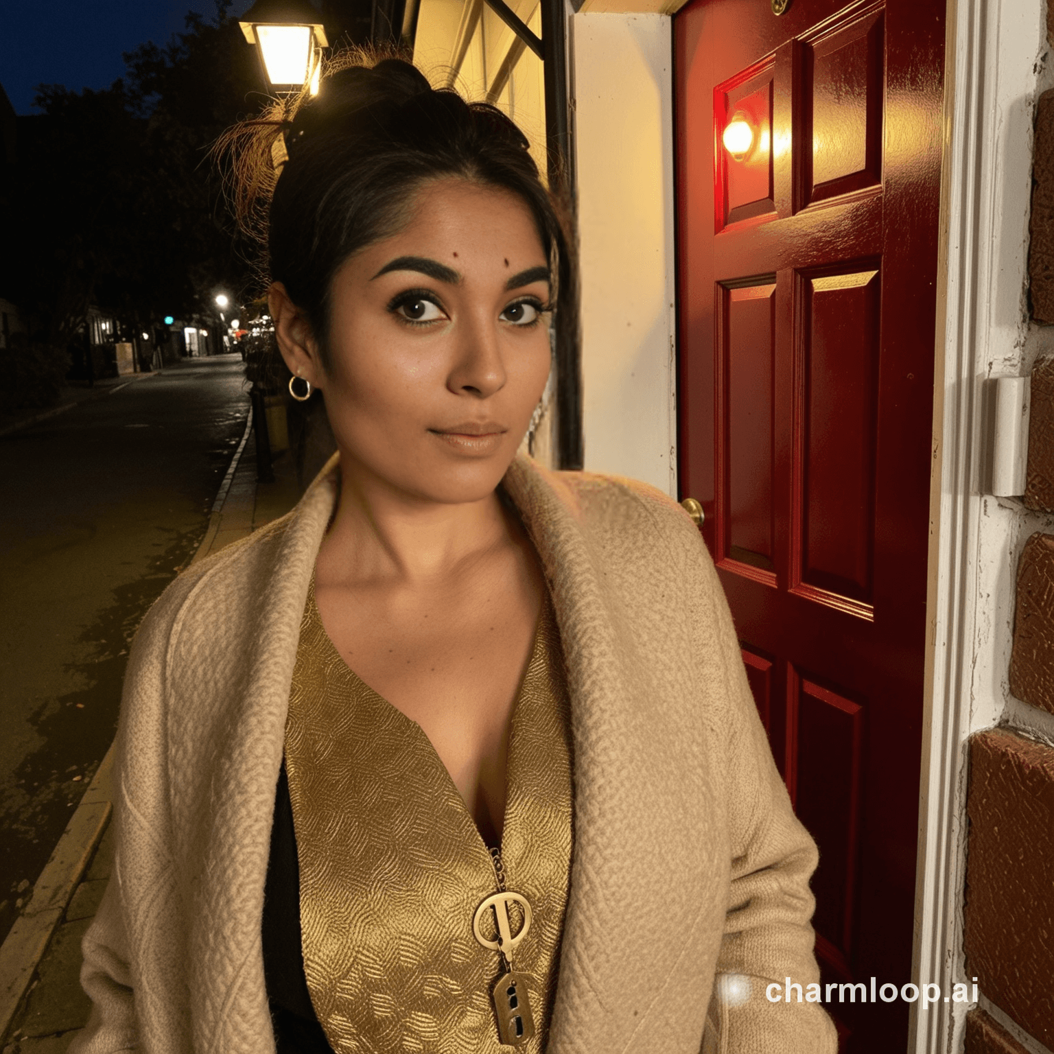 Photo of 47 years old south asian woman, curvy build, average height, thick long…